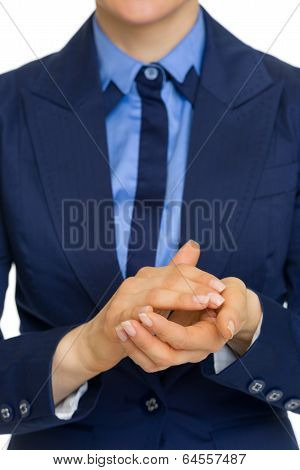 Closeup On Business Woman Clapping