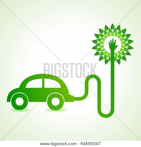 Electric car with green tree concept