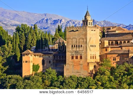 Se på Alhambra på sunset Granada