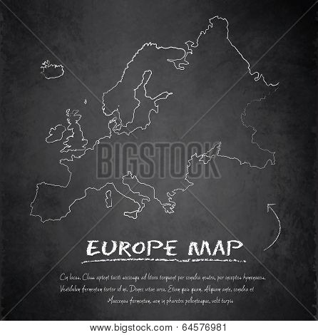 Europe map blackboard chalkboard vector