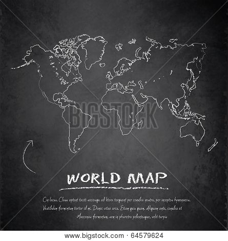 World map blackboard chalkboard vector