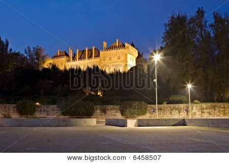 Night View Of PaÃ§o Dos Duques De BraganÃ§a Palace, In GuimarÃ£es Portugal, North Of The Country