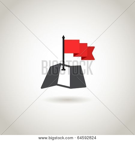 Map and a red flag. Guidence concept