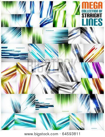 Mega collection of straight line abstract vector backgrounds with copy space. For business / tech design templates, web design, presentations
