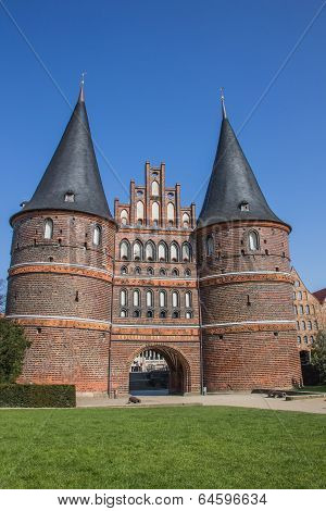 Front Of The Holsten Gate In Lubeck