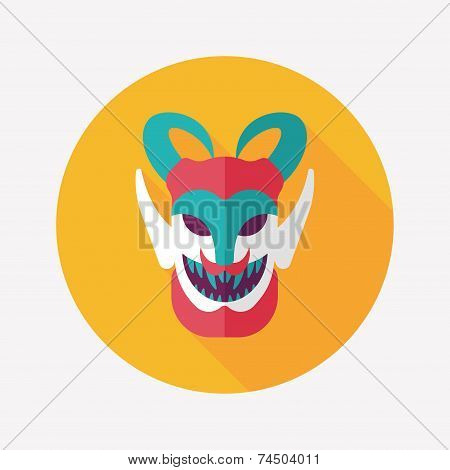 Halloween Devil Falt Icon With Long Shadow,eps10