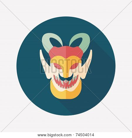 Halloween Devil Falt Icon With Long Shadow,eps10