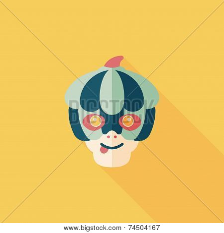 Pumpkin Monster Flat Icon With Long Shadow,eps10