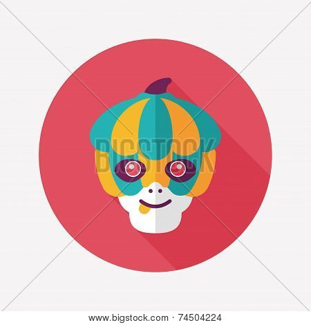 Pumpkin Monster Flat Icon With Long Shadow,eps10