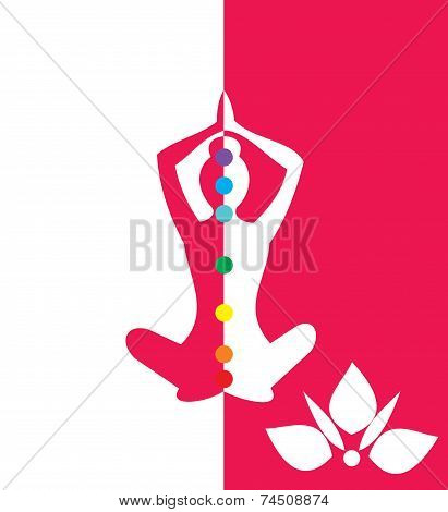 Woman sitting in yoga position - vector illustration