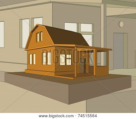 Village House With A Porch