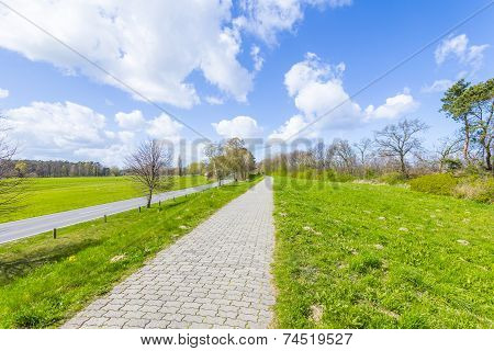 Levee With Sandy Path To Beach At Baltic Sea
