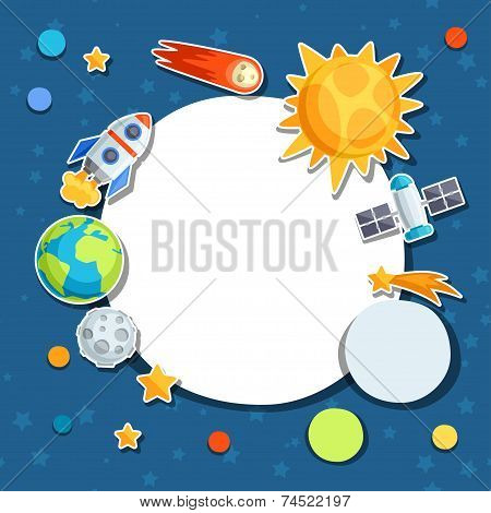 Background of solar system, planets and celestial bodies.