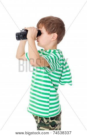 Boy Holding Binoculars