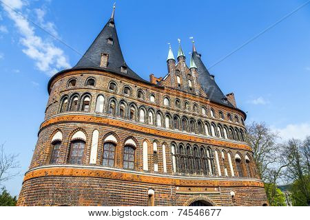 The Holsten Gate (holstentor) In Lubeck Old Town, Schleswig-holstein, Germany