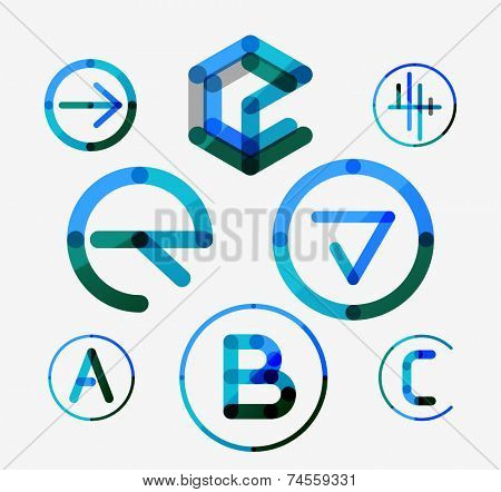 Logo set thin line clean style - business icons, branding emblems