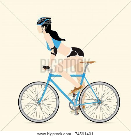 Cyclists and fixed gear bicycle