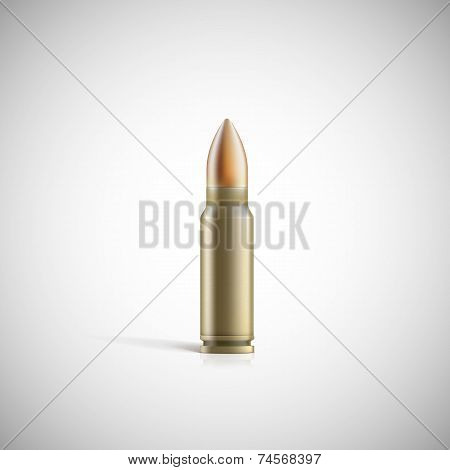 Rifle bullet isolated on white photo-realistic vector illustration