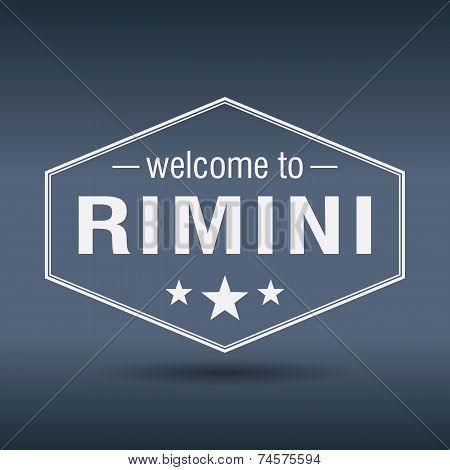 Welcome To Rimini Hexagonal White Vintage Label