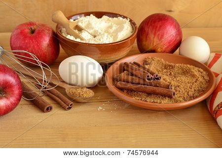 Ingredients for baking apple pie