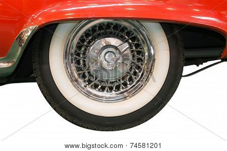 Close Up Of Whitewall Tire Of Classic Car
