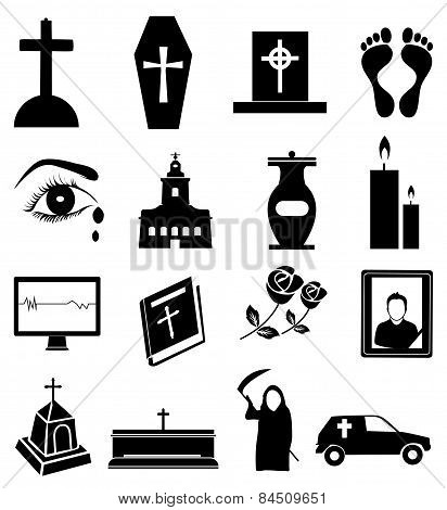 Funeral icons set
