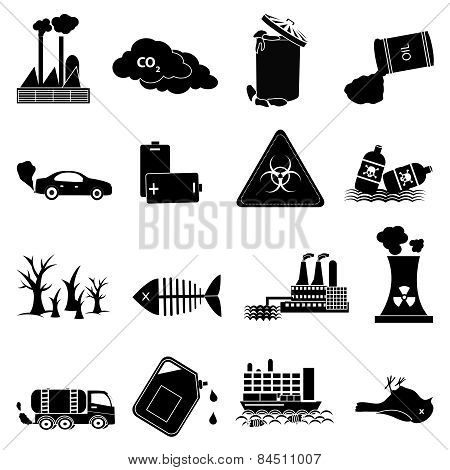 environmental pollution icons set