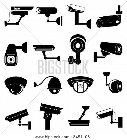 Security camera icons set