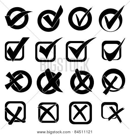 Tick cross icons set