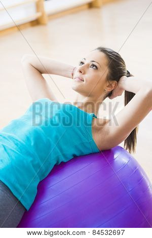 Attractive Woman Exercising With Fitness Ball
