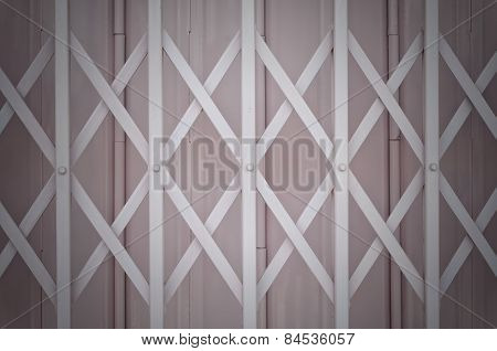 Pink Metal Grille Sliding Door With Aluminium Handle