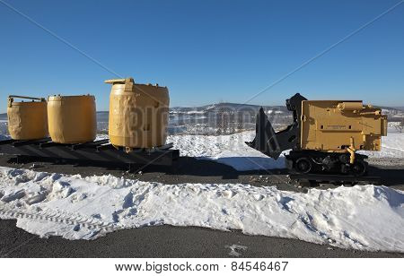 NIZHNY TAGIL, RUSSIA - MARCH 3, 2015: Photo of Fragment of the exposition the lookout VGOKa.