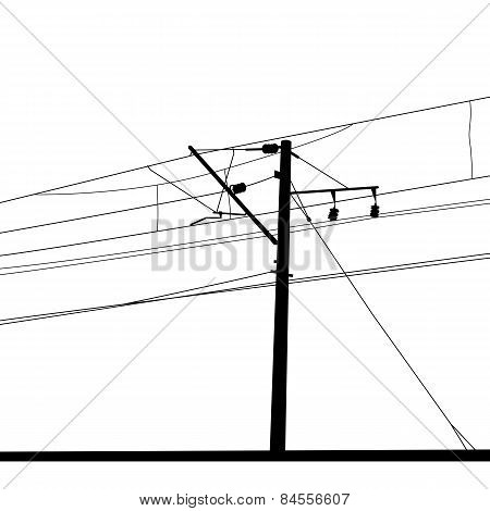 Railroad Overhead Lines. Contact Wire. Vector Illustration.
