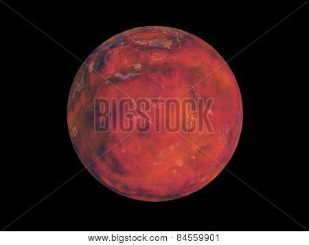 Red Planet In Space On A Black Background