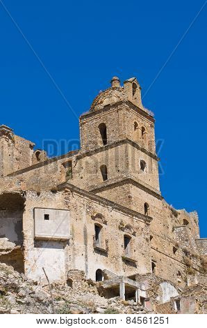 Panoramic view of Craco. Basilicata. Southern Italy.