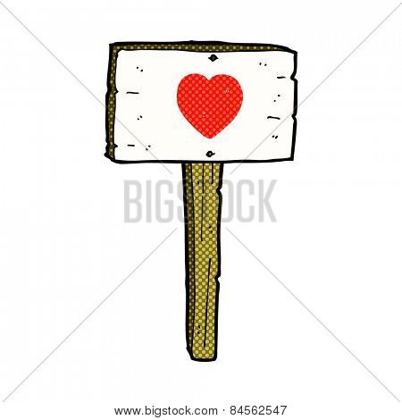 retro comic book style cartoon love heart sign post