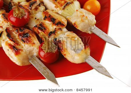 Stegt kylling Kebab på rød