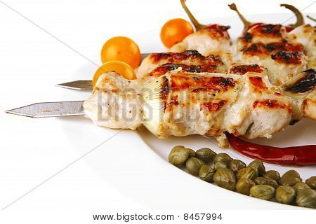 Flæskesteg Kebab på hvid