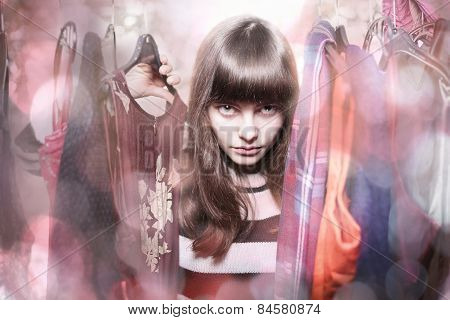 Dangerous Teenage Girl With Her Wardrobe,backlit, Bokeh And Light Leaks