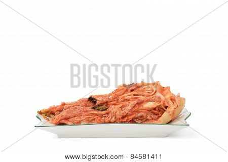 Cutted Gimchi In A White Dish