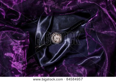 Jewelry Wristwatch On Silk