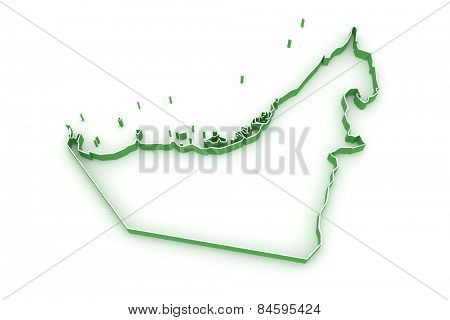 Map of United Arab Emirates (UAE). 3d