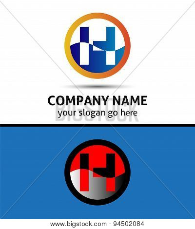 Letter H logo icon design template elements. Vector round sign