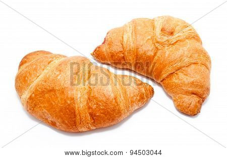 Two Fresh Perfect Croissants Isolated