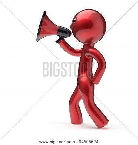Man Speaking Megaphone Making News Announcement Icon