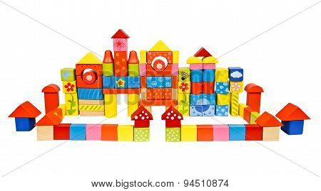 Colored castle made from wooden blocks
