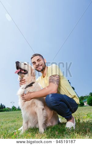 Handsome guy with his dog