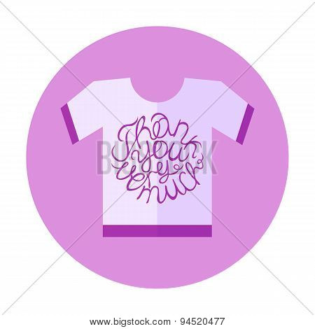 Flat Style T-Shirt Icon with Lettering Element