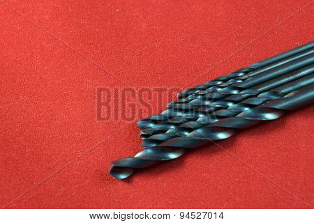 Close up different kinds and number of Metal drill bits