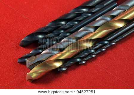 Close up different kinds and number of Metal drill bits